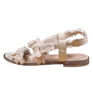 Anthropologie Kelsi Dagger Brooklyn Reggie Sandals Women 8.5 Cream Leather Flat